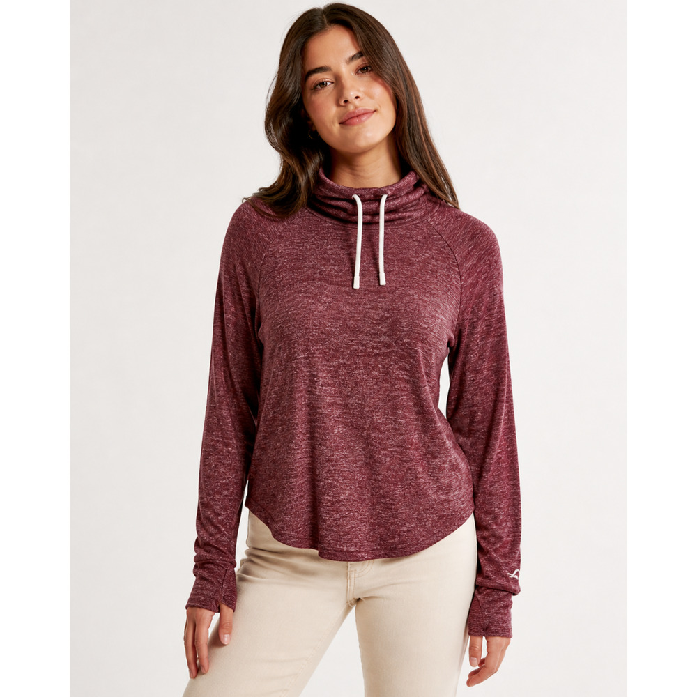 Hollister Cowl Neck Sweater Womens M Heathered Burgundy Soft Light Spring Layer